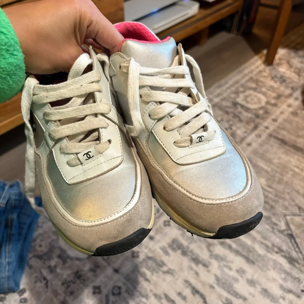 Chanel pink white sneakers size 6.5 - Picture 4 of 14